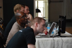 BJJ Referees and scorekeepers pay  careful attention. Dave Morrow and Derrick Foy (DC Judo), Joe Fay (Darcio Lima), and Greg Goebbel (Naval Academy)