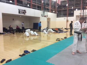 After the kids test, some calisthenics at matside